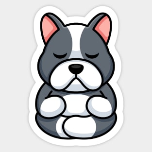 Cute baby dog meditation cartoon Sticker